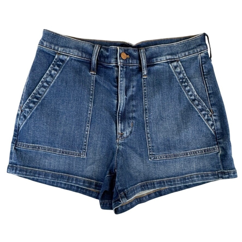 J.Crew Womens Denim Patch Pocket Shorts Medium Wash Size 30 High Rise Utility